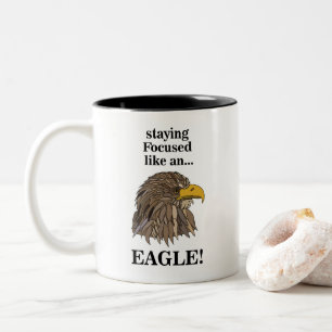 Caneca De Café Em Dois Tons Cabeça de Águia Dourada