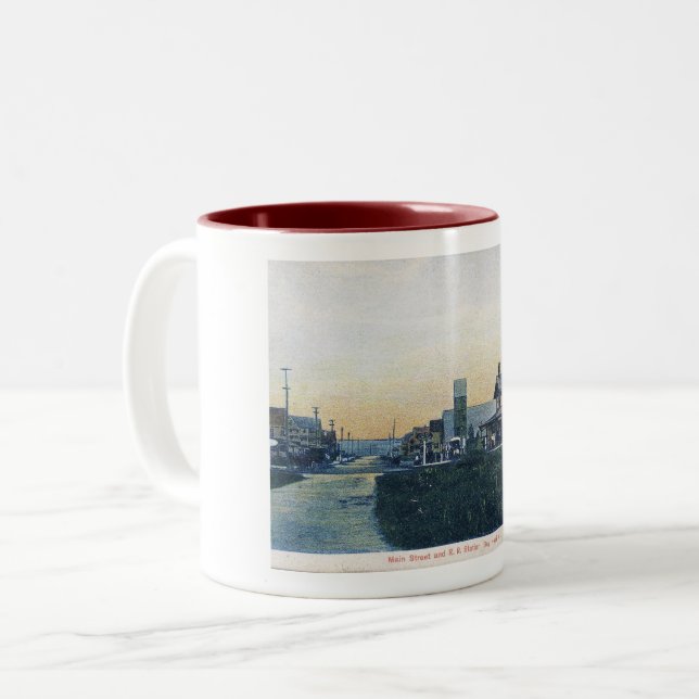 Caneca De Café Em Dois Tons Cabeça de baía, New-jersey, rua principal, vintage (Frente Esquerda)