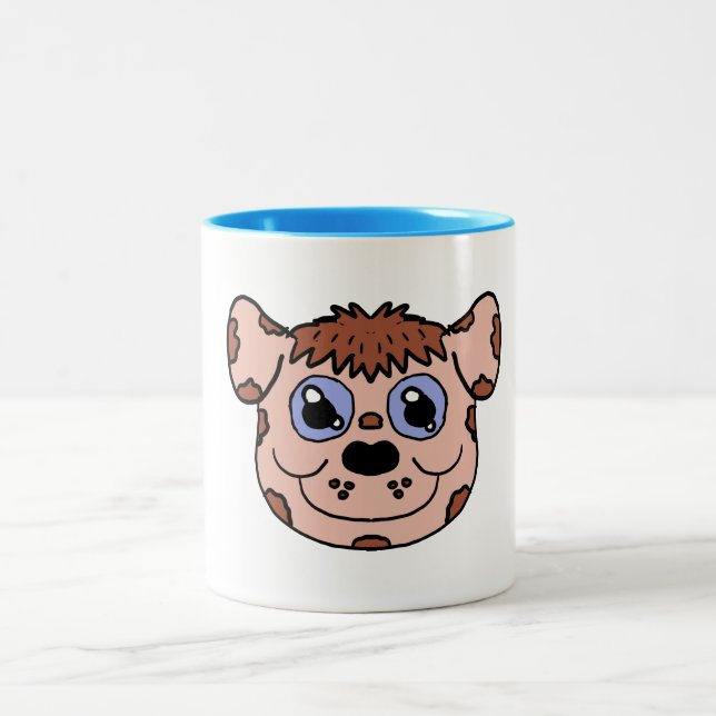 Caneca De Café Em Dois Tons Cabeça de cachorrinho de desenho animado (Centro)
