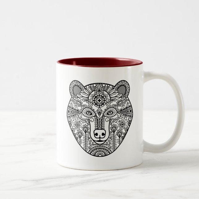 Caneca De Café Em Dois Tons Cabeça do urso do estilo (Direita)