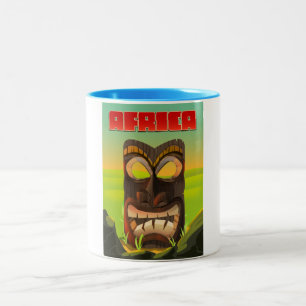 Caneca De Café Em Dois Tons Cabeça Esculpida Africana
