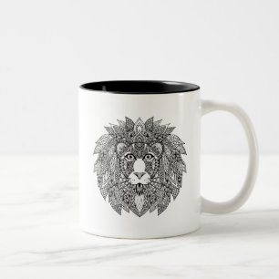 Caneca De Café Em Dois Tons Cabeça inspirada 4 do leão