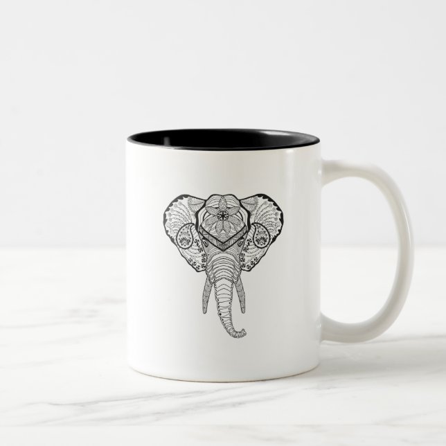 Caneca De Café Em Dois Tons Cabeça inspirada do elefante (Direita)