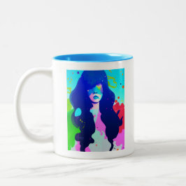 Caneca De Café Em Dois Tons Cabelo Azul Não se importa