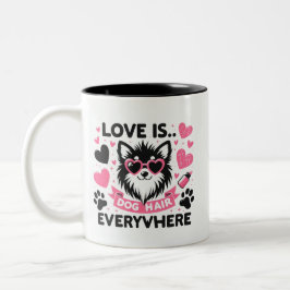 Caneca De Café Em Dois Tons Cabelo Cachorro Cachorro em todo lugar ama óculos 