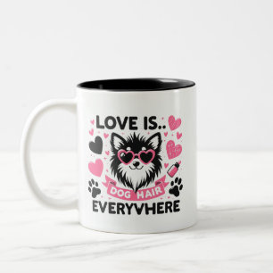 Caneca De Café Em Dois Tons Cabelo Cachorro Cachorro em todo lugar ama óculos