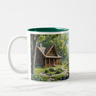 Caneca De Café Em Dois Tons Cabina na floresta