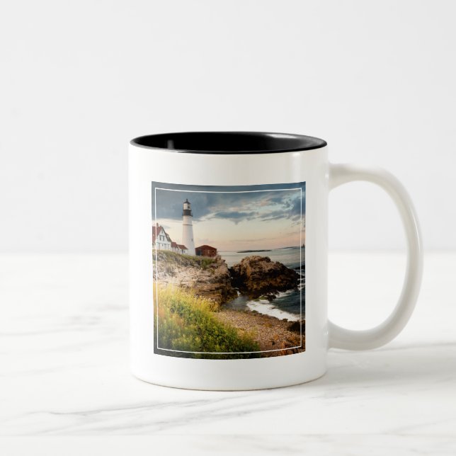 Caneca De Café Em Dois Tons Cabo principal Elizabeth do farol | de Portland, (Direita)