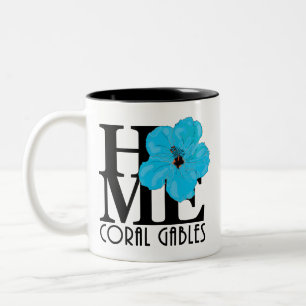 Caneca De Café Em Dois Tons Cabos de coral caseiros Blue Hibiscus 11oz