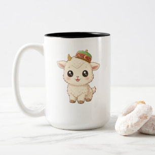 Caneca De Café Em Dois Tons Cabra Bebê Kawaii Fofa com Café de Boné Tradiciona