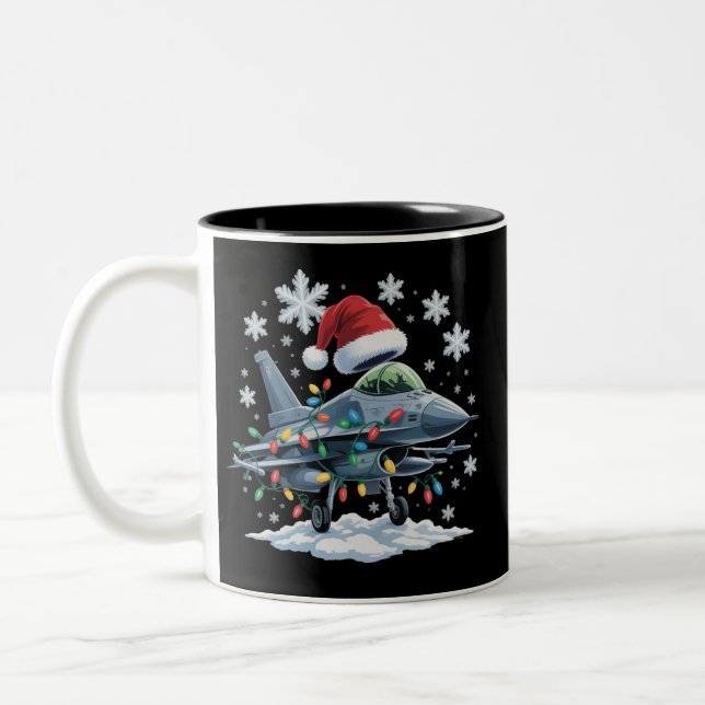 Caneca De Café Em Dois Tons Caça a Jato Engraçado Presente Militar Natal (Esquerda)