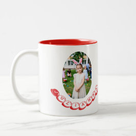 Caneca De Café Em Dois Tons Caça de Fotos de Ovos de Menina com Orelhas de Coe