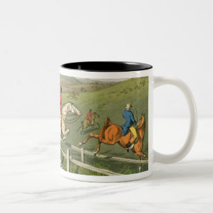 Caneca De Café Em Dois Tons Caça de Fox, aquatinted por I. Clark, bar. por