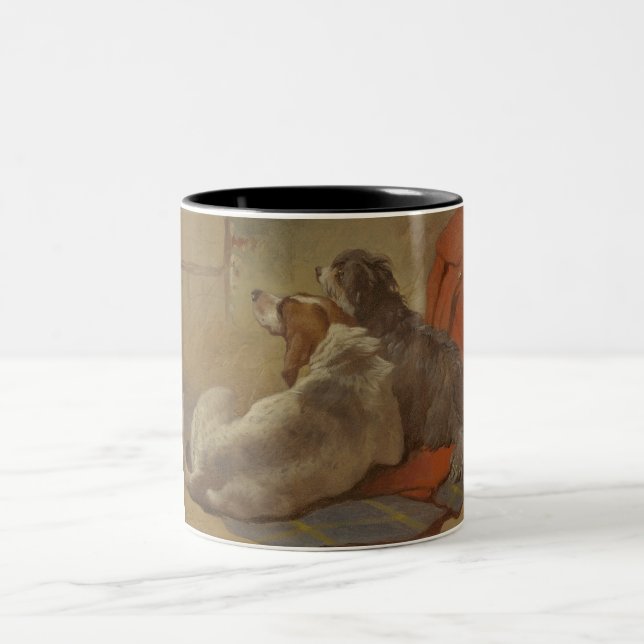 Caneca De Café Em Dois Tons Caça e Collie (Dois Cães) (Centro)