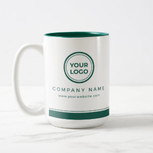 Caneca De Café Em Dois Tons Caça Logotipo Personalizado Verde Empresa Café Doi
