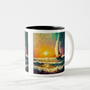 Caneca De Café Em Dois Tons Caça-vela pintada, Mug de dois tons, 11 oz