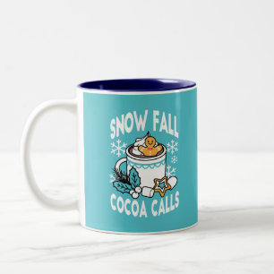 Caneca De Café Em Dois Tons Cacau quente e berço de inverno - Chamadas de Caca