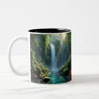 Caneca De Café Em Dois Tons Cachoeira do Paraíso Esmeralda Floresta Tropical