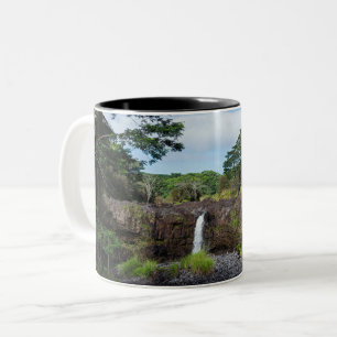 Caneca De Café Em Dois Tons cachoeira wai'ale no parque estadual do rio wailuk