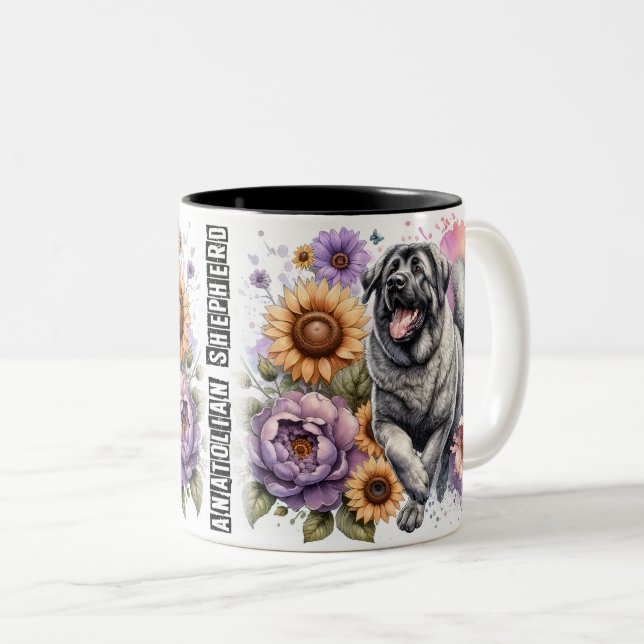 Caneca De Café Em Dois Tons Cachorro Anatólico Cachorro Entorrado (Frente Esquerda)