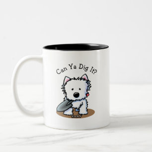 Caneca De Café Em Dois Tons Cachorro Auxiliar do Jardim do KiniArt