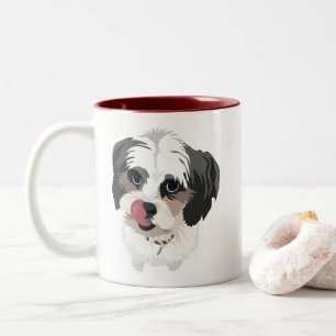 Caneca De Café Em Dois Tons Cachorro Bichon-Shitzu Adorável