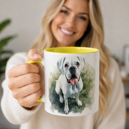 Caneca De Café Em Dois Tons Cachorro Boxer em Aquarela
