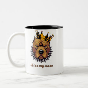 Caneca De Café Em Dois Tons Cachorro Bravo – "Beije Meu Nariz" Designs Diverti
