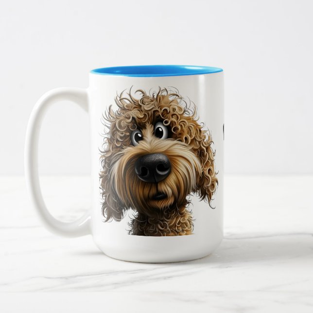 Caneca De Café Em Dois Tons Cachorro caprichoso fofo (Esquerda)