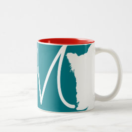 Caneca De Café Em Dois Tons Cachorro Chinês Brancos Ano de Aniversário Monogra