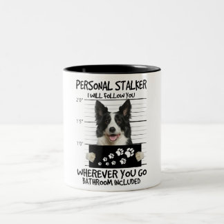 Caneca De Café Em Dois Tons Cachorro Collie de Borda Pessoal Eu vou segui-lo