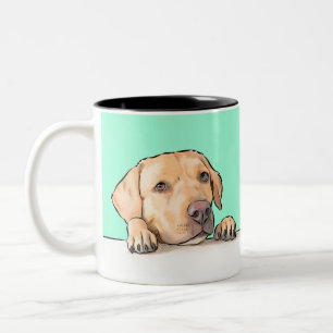 Caneca De Café Em Dois Tons Cachorro Curioso