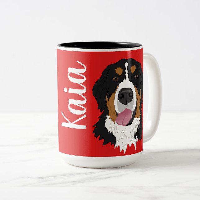 Caneca De Café Em Dois Tons Cachorro da Montanha Bernese (Frente Esquerda)