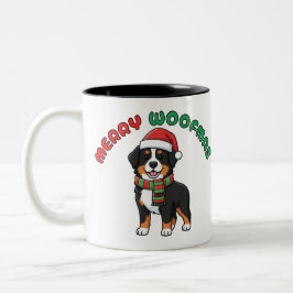 Caneca De Café Em Dois Tons Cachorro da Montanha Bernese de Natal: Feliz Woofm