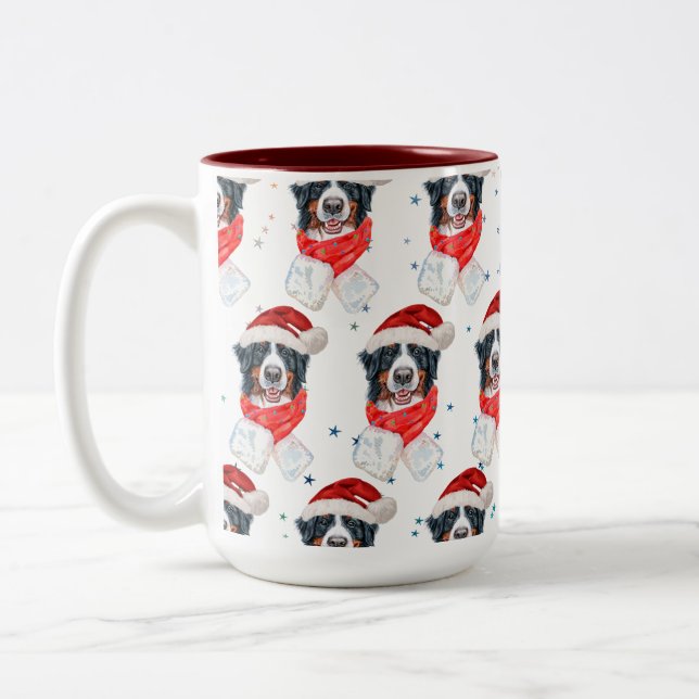 Caneca De Café Em Dois Tons Cachorro da Montanha de Berna Natal (Esquerda)