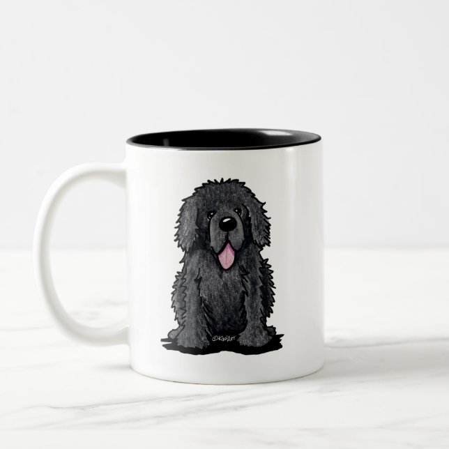 Caneca De Café Em Dois Tons Cachorro da Terra Nova do KiniArt (Esquerda)