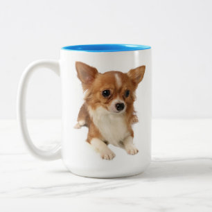 Caneca De Café Em Dois Tons Cachorro de Cabelo Longo Chihuahua