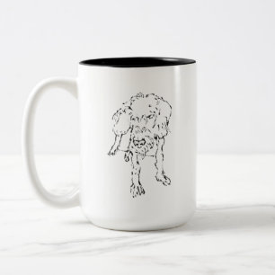 Caneca De Café Em Dois Tons Cachorro de Dachshund Fio de Cabelo Fofo Café
