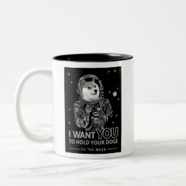 Caneca De Café Em Dois Tons Cachorro De Dogecoina Quero Que Você Vá À Lua Engr