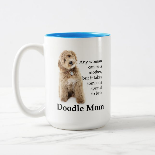 Caneca De Café Em Dois Tons Cachorro de Doodle Mãe (Esquerda)