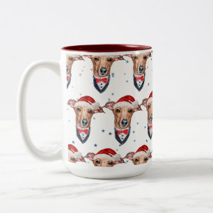 Caneca De Café Em Dois Tons Cachorro de Greyhound Italiano Criou Natal