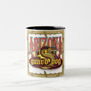 Caneca De Café Em Dois Tons Cachorro de Guarda do Arizona Cobra com Borda Bege