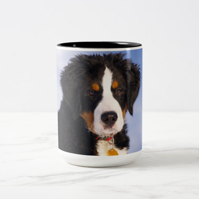 Caneca De Café Em Dois Tons Cachorro de Montanha Bernese - Foto Cute Puppy (Centro)