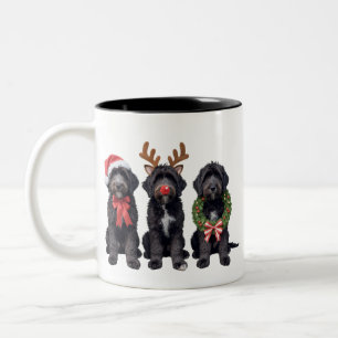 Caneca De Café Em Dois Tons Cachorro de Natal Black Goldendoodle Doodle Mamãe