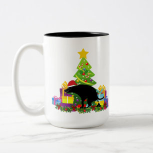Caneca De Café Em Dois Tons Cachorro de Pooping Engraçado