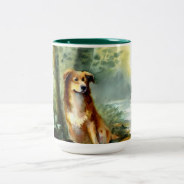 Caneca De Café Em Dois Tons Cachorro em Woods