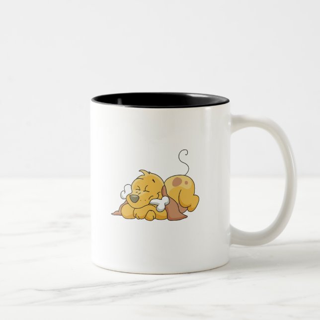 Caneca De Café Em Dois Tons Cachorro Feliz com Camisetas Ósseos e presentes (Direita)