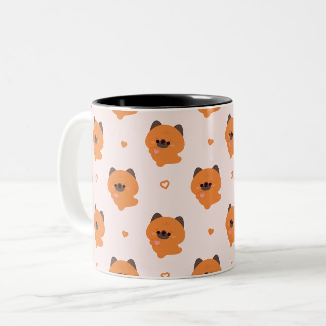 Caneca De Café Em Dois Tons Cachorro filhote Pastor Alemão de amor fofo (Frente Esquerda)