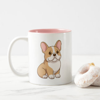 Caneca De Café Em Dois Tons Cachorro francês fofo
