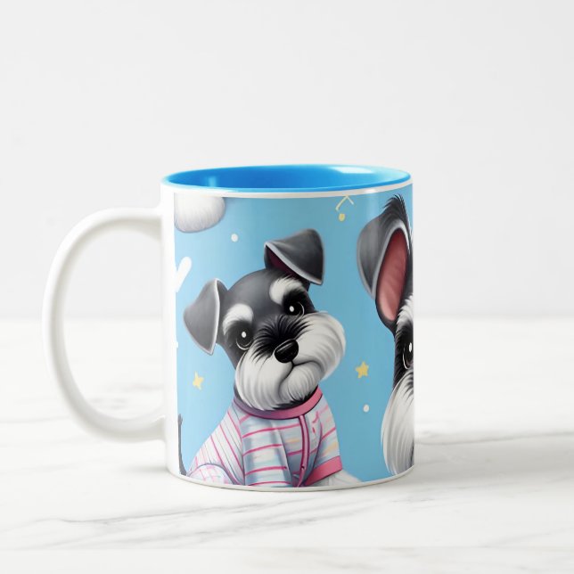 Caneca De Café Em Dois Tons Cachorro Gelado Do Padrão Animal Schnauzer (Esquerda)